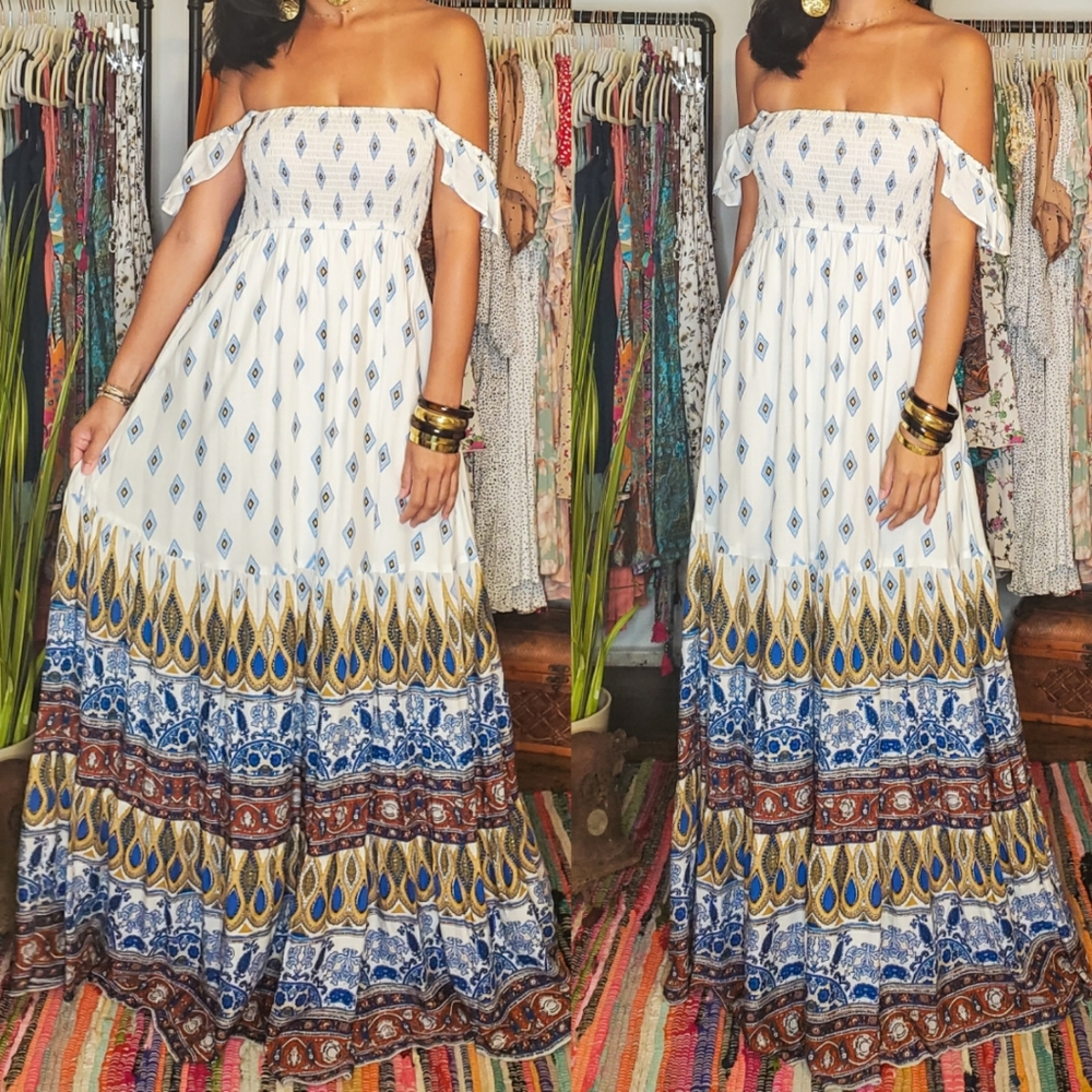 Ruffled Bohemian Maxi Dress